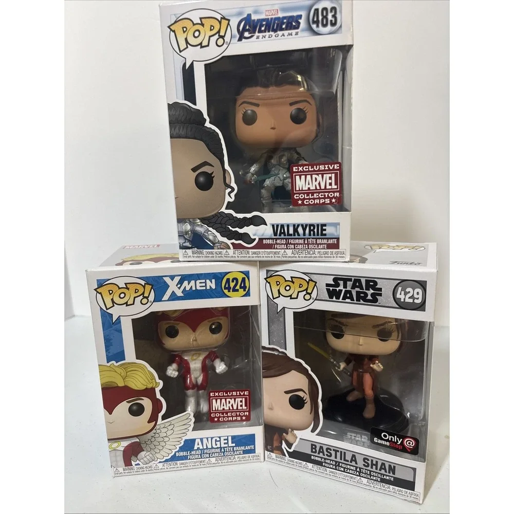 Funko Pop! Lot of 3 Famous Ladies Valkyrie 483 Angel 424 Bastila 429 Marvel